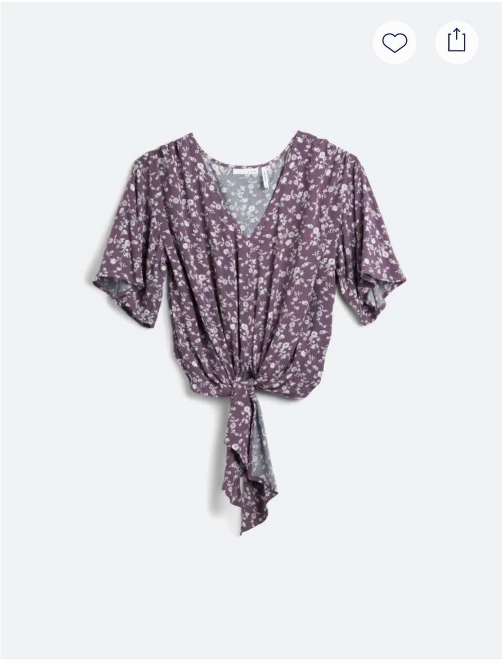 Purple Floral Tie-Front Crop Top
